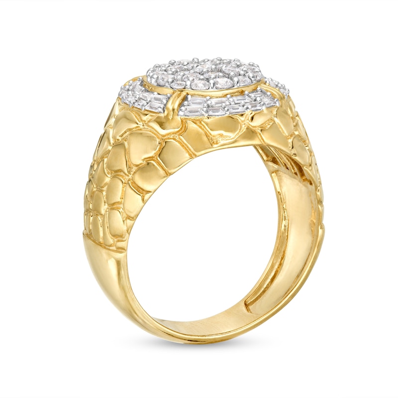 Men's 1 CT. T.W. Multi-Diamond Nugget Ring in 10K Gold