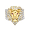 Thumbnail Image 0 of Men's 1 CT. T.W. Diamond and Lab-Created Ruby Lion Ring in 10K Gold