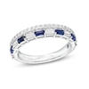 Thumbnail Image 1 of Vera Wang Love Collection 3/8 CT. T.W. Diamond and Blue Sapphire Stacked Band in 14K White Gold