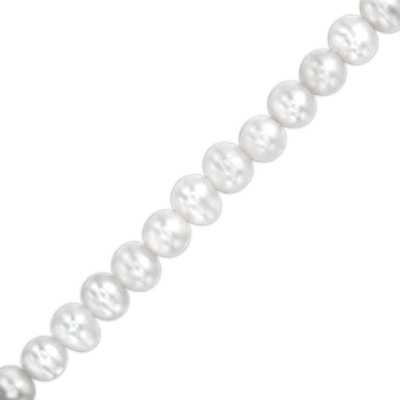 Cultured Freshwater Pearl and 1/10 CT. T.W. Diamond Bracelet with ...