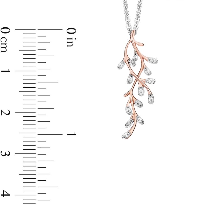 Disney The Little Mermaid Iconic Inspired Diamond Coin Necklace Pendant in Sterling Silver and 10K Rose Gold 1/20 Cttw | Disney Fine Jewelry