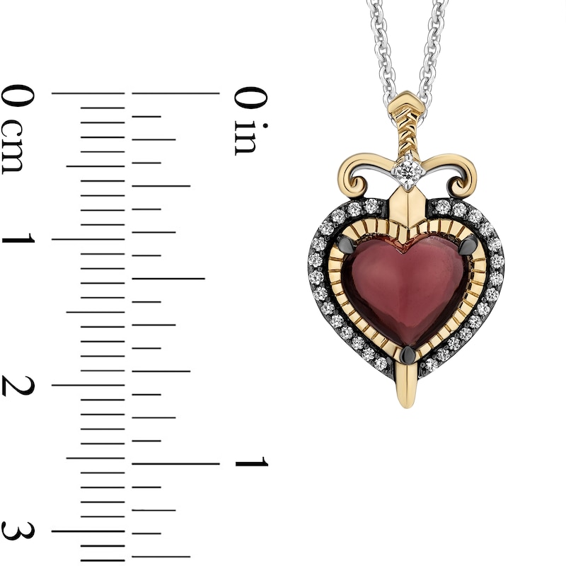 Main Image 3 of Enchanted Disney Villains Evil Queen Garnet Diamond Heart and Dagger Pendant in Sterling Silver and 10K Gold