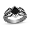 Thumbnail Image 0 of Enchanted Disney Villains Maleficent Princess-Cut Onyx and Diamond Ring in Sterling Silver with Black Rhodium