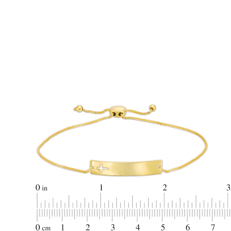 Main Image 3 of Sideways Bar with Cross Cutout Bolo Bracelet in 10K Gold - 9.5&quot;