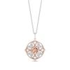 Thumbnail Image 1 of Enchanted Disney Belle 1/5 CT. T.W. Diamond Ornate Medallion Pendant in Sterling Silver and 10K Rose Gold