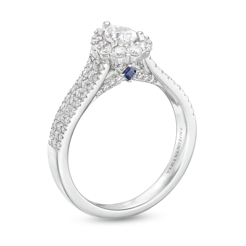 Vera Wang Love Collection 1-1/4 CT. T.W. Pear-Shaped Diamond Flower Frame Engagement Ring in 14K White Gold (I/SI2)