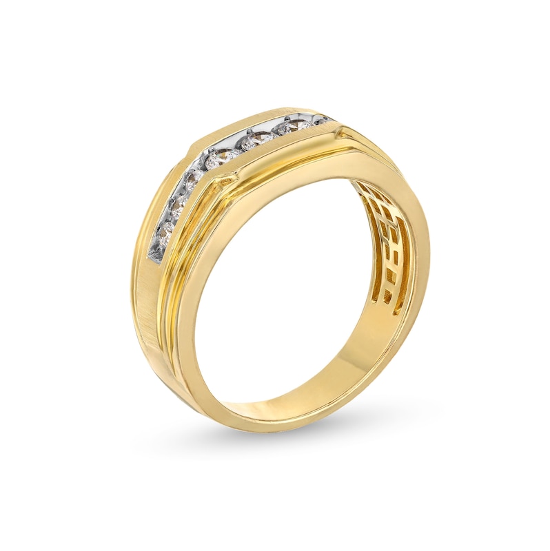 Main Image 2 of 1/2 CT. T.W. Diamond Double Step Edge Nine Stone Wedding Band in 10K Gold