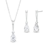 Thumbnail Image 1 of Elongated Pear-Shaped White Lab-Created Sapphire Pendant and Drop Earrings Set in Sterling Silver