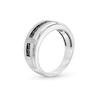 Thumbnail Image 2 of 3/8 CT. T.W. Black and White Diamond Trio Station Wedding Band in 10K White Gold