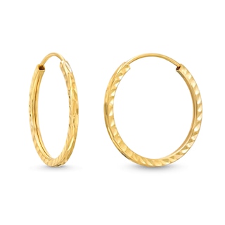 Child & Teen Jewelry - 14K Yellow Gold Round CZ Girls Hoop Earrings –