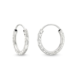 Diamond-Cut Endless 13.0mm Hoop Earrings in Hollow 14K White Gold