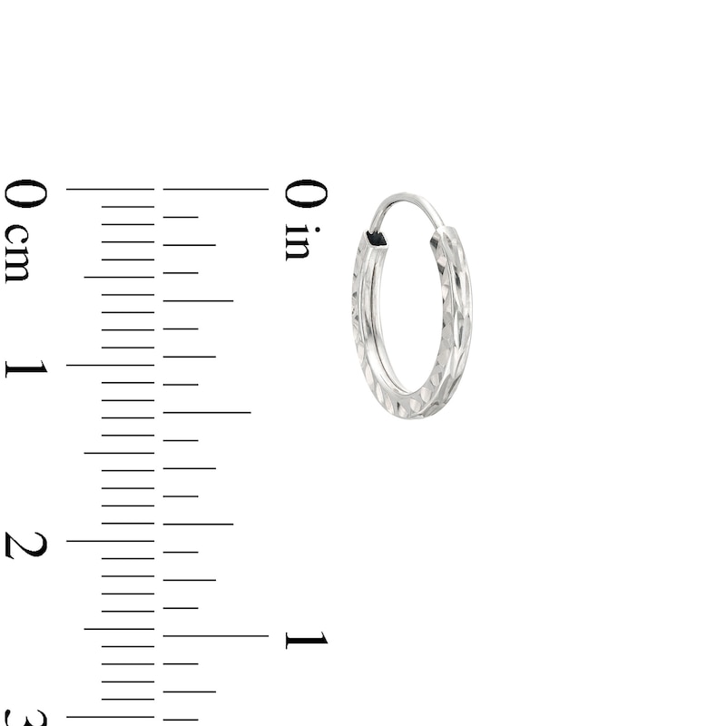 Main Image 3 of Diamond-Cut Endless 13.0mm Hoop Earrings in Hollow 14K White Gold