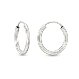 Endless 12.0mm Hoop Earrings in Hollow 14K White Gold