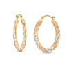 Thumbnail Image 1 of 25.0mm Twist Oval Hoop Earrings in Hollow 14K Tri-Tone Gold