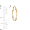 Thumbnail Image 3 of 25.0mm Twist Oval Hoop Earrings in Hollow 14K Tri-Tone Gold