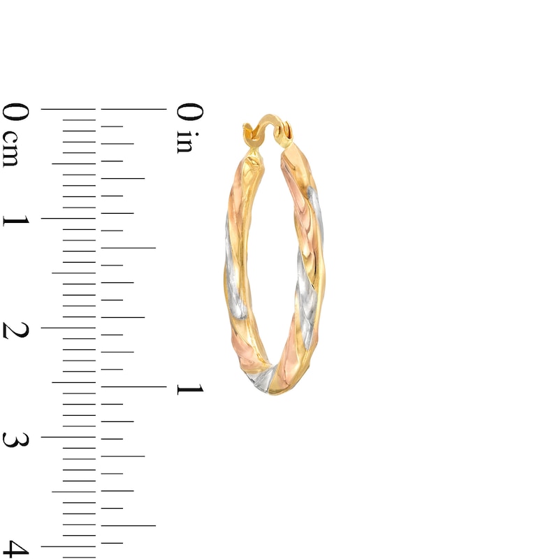 Main Image 3 of 25.0mm Twist Oval Hoop Earrings in Hollow 14K Tri-Tone Gold