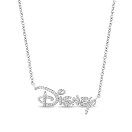 Enchanted Disney 1/6 CT. T.W. Diamond Script Necklace in Sterling Silver