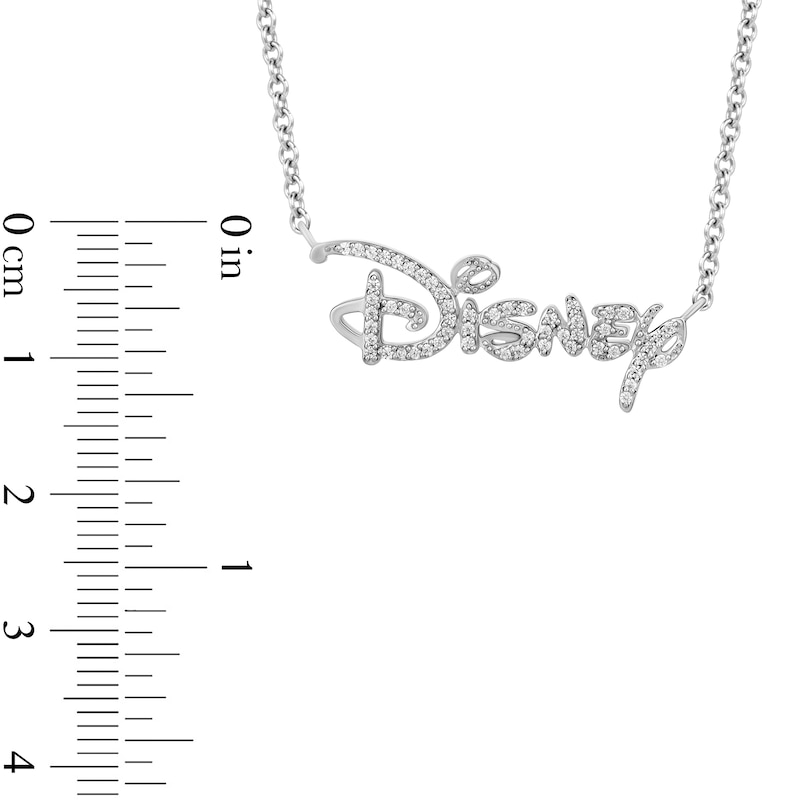 Main Image 3 of Enchanted Disney 1/6 CT. T.W. Diamond Script Necklace in Sterling Silver