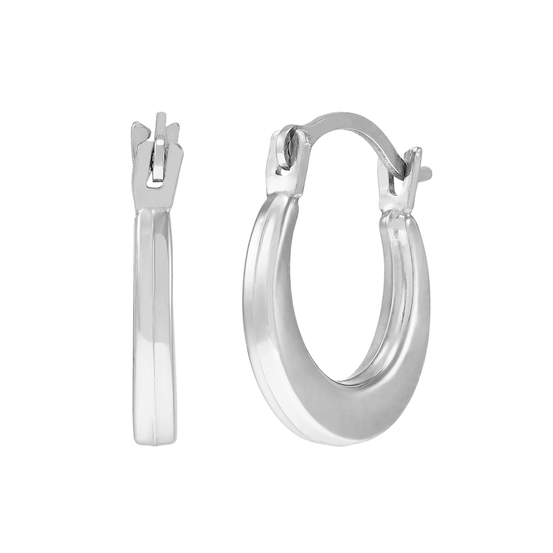 Child's 12.0mm Hoop Earrings in Hollow 14K White Gold