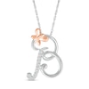 Thumbnail Image 1 of 1/20 CT. T.W. Diamond Cursive &quot;B&quot; with Butterfly Pendant in Sterling Silver and 10K Rose Gold