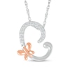 Thumbnail Image 1 of 1/20 CT. T.W. Diamond Cursive &quot;C&quot; with Butterfly Pendant in Sterling Silver and 10K Rose Gold