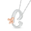 Thumbnail Image 2 of 1/20 CT. T.W. Diamond Cursive &quot;C&quot; with Butterfly Pendant in Sterling Silver and 10K Rose Gold