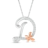 Thumbnail Image 1 of 1/20 CT. T.W. Diamond Cursive &quot;D&quot; with Butterfly Pendant in Sterling Silver and 10K Rose Gold