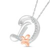 Thumbnail Image 2 of 1/20 CT. T.W. Diamond Cursive &quot;D&quot; with Butterfly Pendant in Sterling Silver and 10K Rose Gold