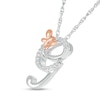 Thumbnail Image 2 of 1/20 CT. T.W. Diamond Cursive &quot;G&quot; with Butterfly Pendant in Sterling Silver and 10K Rose Gold