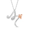 Thumbnail Image 1 of 1/20 CT. T.W. Diamond Cursive &quot;M&quot; with Butterfly Pendant in Sterling Silver and 10K Rose Gold