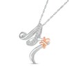 Thumbnail Image 2 of 1/20 CT. T.W. Diamond Cursive &quot;M&quot; with Butterfly Pendant in Sterling Silver and 10K Rose Gold