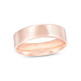 6.0mm Engravable Flat Square-Edged Wedding Band in 14K Rose Gold (1 Line)