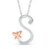 Thumbnail Image 0 of 1/20 CT. T.W. Diamond Cursive "S" with Butterfly Pendant in Sterling Silver and 10K Rose Gold