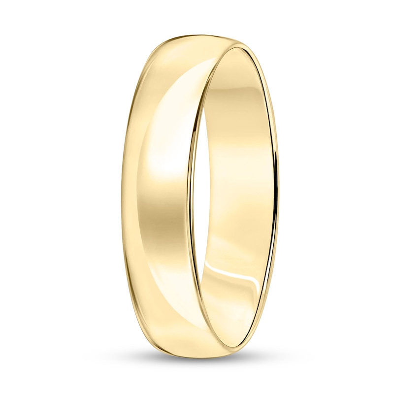 5.0mm Engravable Low Dome Comfort-Fit Wedding Band in 14K Gold (1 Line)