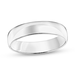 5.0mm Engravable Low Dome Comfort-Fit Wedding Band in 14K White Gold (1 Line)