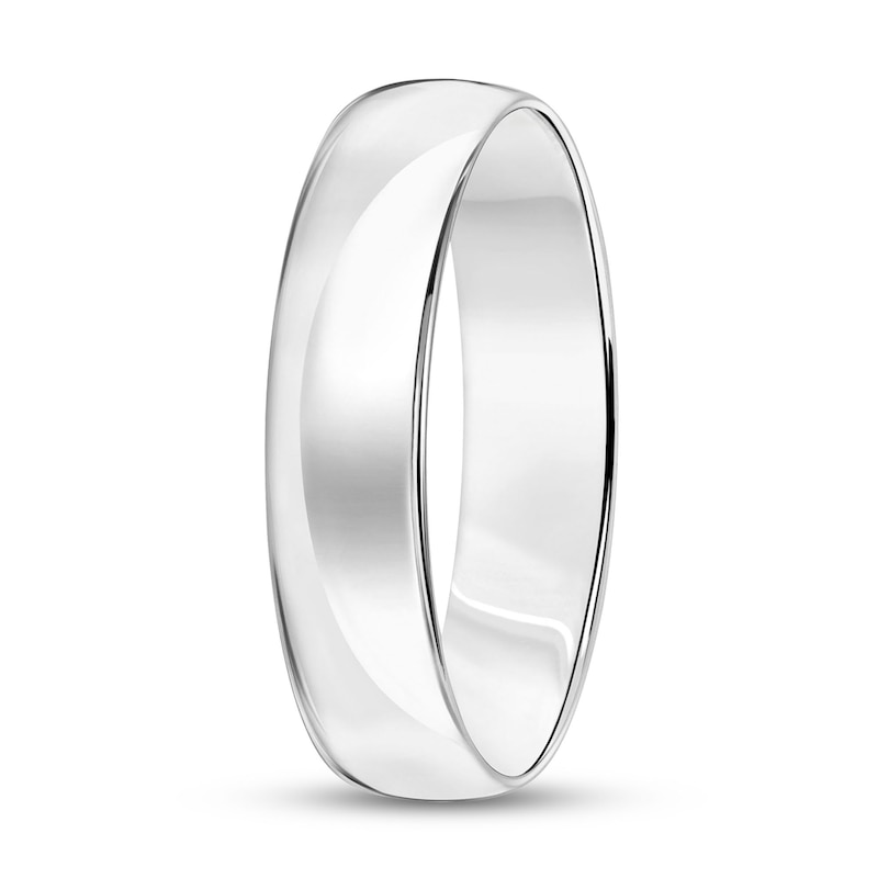 Main Image 2 of 5.0mm Engravable Low Dome Comfort-Fit Wedding Band in 14K White Gold (1 Line)