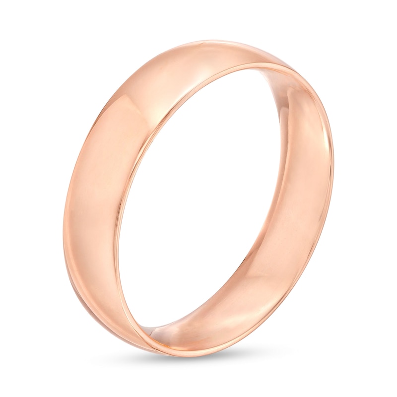 Main Image 3 of Men's 5.0mm Engravable Low Dome Comfort-Fit Wedding Band in 14K Rose Gold (1 Line)