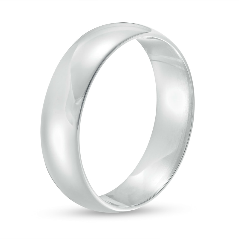 6.0mm Engravable Low Dome Comfort-Fit Wedding Band in 14K White Gold (1 Line)