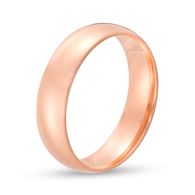 Main Image 3 of 6.0mm Engravable Low Dome Comfort-Fit Wedding Band in 14K Rose Gold (1 Line)