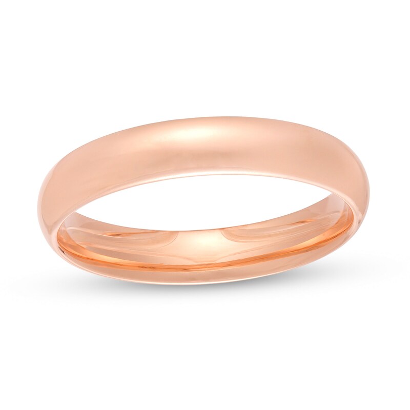 Main Image 1 of 4.0mm Engravable Low Dome Comfort-Fit Wedding Band in 14K Rose Gold (1 Line)