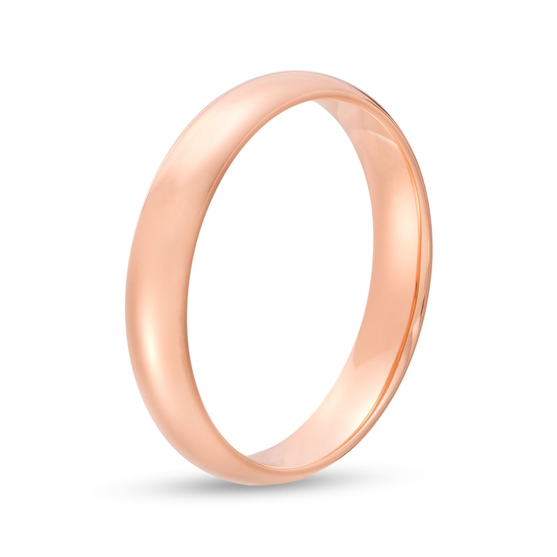 Main Image 3 of 4.0mm Engravable Low Dome Comfort-Fit Wedding Band in 14K Rose Gold (1 Line)