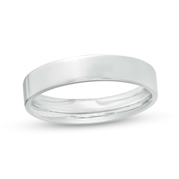 4.0mm Engravable Flat Square-Edged Wedding Band in 14K White Gold (1 Line)