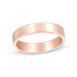 4.0mm Engravable Flat Square-Edged Wedding Band in 14K Rose Gold (1 Line)