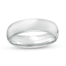 6.0mm Engravable Low Dome Comfort-Fit Wedding Band in 10K White Gold (1 Line)