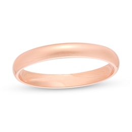 3.0mm Engravable Low Dome Comfort-Fit Wedding Band in 10K Rose Gold (1 Line)