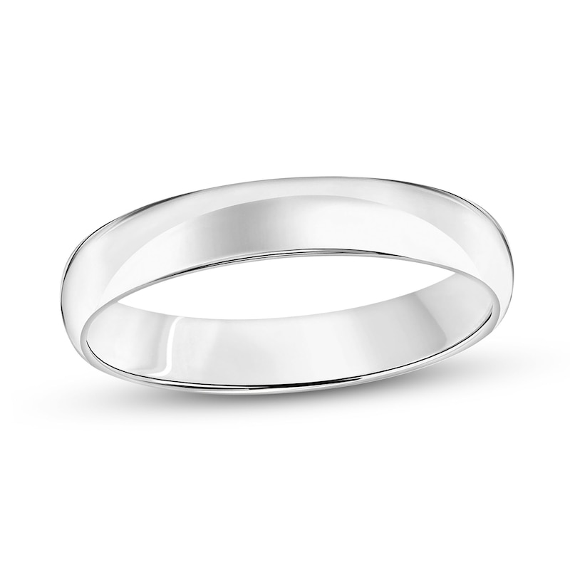 4.0mm Engravable Low Dome Comfort-Fit Wedding Band in 10K White Gold (1 Line)