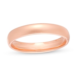 Men's 4.0mm Engravable Low Dome Comfort-Fit Wedding Band in 10K Rose Gold (1 Line)