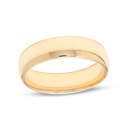 6.0mm Engravable Low Dome Comfort-Fit Wedding Band in 10K Gold (1 Line)