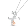 Thumbnail Image 2 of 1/20 CT. T.W. Diamond Cursive &quot;X&quot; with Butterfly Pendant in Sterling Silver and 10K Rose Gold