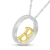 Thumbnail Image 2 of 1/10 CT. T.W. Diamond Circle with &quot;B&quot; Initial Pendant in Sterling Silver and 10K Gold